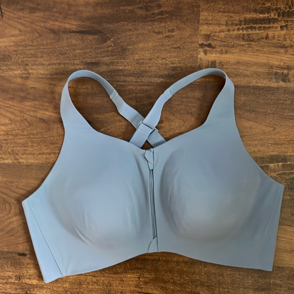 Knix Blue Seamless Bra with Racerback and Front Zipper